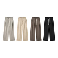 Pantalon de survêtement ample et lourd 320g, coupe droite, couleur unie, style automne Europe de l'Ouest et Amérique, marque tendance