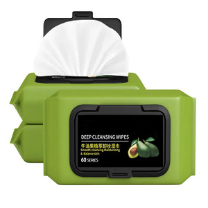Lingettes nettoyantes en profondeur à l'extrait d'avocat, 60 pièces, lingettes démaquillantes hydratantes pour le visage - Product Image 1