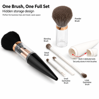 En stock, directement de l'usine : Ensemble de 5 pinceaux de maquillage portables pour le visage, synthétiques, véganes, pour poudre et fard à paupières, idéal pour les voyages, vente en gros