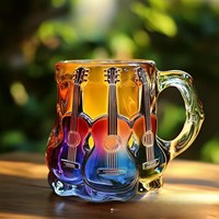 Nouvelle tasse à café en forme de guitare peinte, motif artistique musical, ornement artisanal créatif, pour le commerce transfrontalier