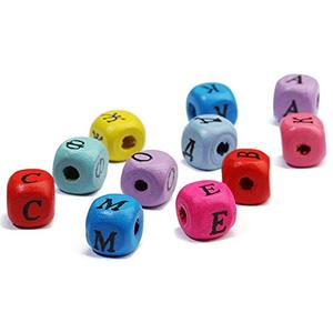 10MM 혼합 색상 러시아어 문자 알파벳 사각형 큐브 천연 나무 스페이서 비즈 DIY 보석 만들기 - Product Image 4