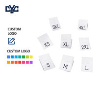 Étiquettes de vêtements tissées en polyester blanc pour t-shirts, tailles S M L XL, pliées au centre, vente en gros
