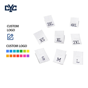 Etiquetas <span class=keywords><strong>de</strong></span> Talla para <span class=keywords><strong>Camisetas</strong></span> <span class=keywords><strong>de</strong></span> Poliéster Blancas al por Mayor, Etiquetas Tejidas Plegables al Centro para Ropa, Tallas S M L XL - Product Image 1