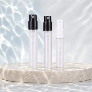 Clear Cylindrical Glass Spray <b>Bottle</b> 1ml 2ml 3ml <b>5ml</b> Mini <b>Perfume</b> Tester Sample Vial with Plastic Mist Pump - Product Image 1