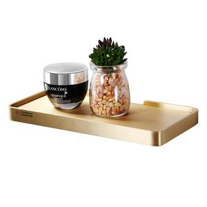 Étagère murale standard en laiton brossé massif, 1 niveau, dorée, pour rangement de miroir de salle de bain - Product Image 5