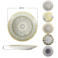 Assiette Ronde de Dîner Style Marocain Motif Mosaïque Rétro Assiette Coupe en Porcelaine Céramique pour Restaurant