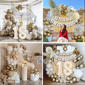 Décorations pour 18e <span class=keywords><strong>anniversaire</strong></span>, ballons blancs et dorés, bannière d'<span class=keywords><strong>anniversaire</strong></span>, décoration de gâteau, pompons en papier, garçons, filles, 18 ans - Product Image 5
