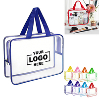 Bolsa de Cosméticos de PVC Transparente al por Mayor, Bolsa de Maquillaje de PVC Impermeable con Logotipo Personalizado, Bolsa de Aseo Transparente Reutilizable con Asa