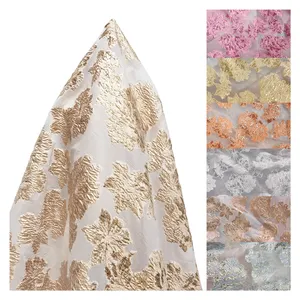 Wholesale Flowers Organza Fabric Organza Lurex Chiffon Jacquard Fabric Used for Making Saris Metallic Silk Fabric