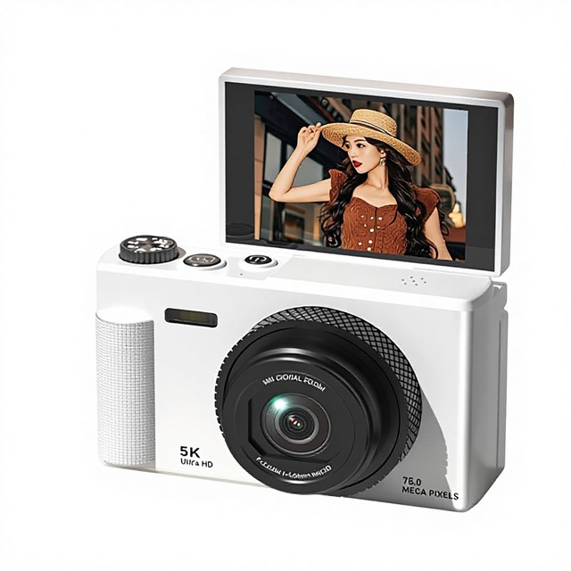 New Mirrorless Camera Full-Frame 5K High-Pixel CMOS Flip Screen Electronic Image Stabilization Lithium Battery for Selfies