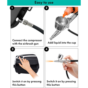 Kit aérographe à double action 48PSI avec compresseur pour tatouage, coloration, <span class=keywords><strong>peinture</strong></span> corporelle, aérographe artistique - Product Image 3