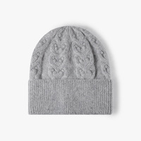 Bonnet en tricot torsadé personnalisé avec logo, fabrication directe usine, OEM ODM, unisexe, chaud pour l'hiver, mélange de fourrure de lapin, coupe-vent, pliable, avec revers