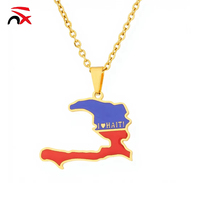 Nouveautés Nuoxin : Collier chaîne personnalisé avec carte et drapeau d'Haïti
