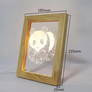 Yenilik hayvan tasarım 7 renk 3d Illusion gece lambası etkisi Led masa lambası fotoğraf çerçevesi