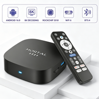 Boîtier TV Android 16 4K Quad Core Mortal T1+ 8 Go, Wi-Fi double bande, BT5.0, Rockchip RK3518, avec télécommande vocale et prise en charge de plusieurs langues – Nouveauté 2026