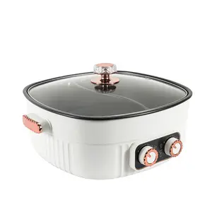 Multifunktionaler elektrischer Kocher Doppelschüssel-Hot Pot antihaft-Einstellbare Temperatur Geteilter Schüssel-Hot Pot