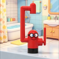 Robinet mélangeur en laiton à design de dessin animé, économiseur d'eau, pour lavabo de salle de bain, pliable, multifonctionnel, avec aérateur réversible