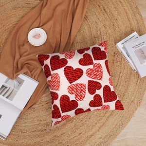 Housse de coussin décorative douce avec impression de cœur <span class=keywords><strong>rouge</strong></span> I LOVE YOU pour la Saint-Valentin, décoration de canapé à la maison - Product Image 2