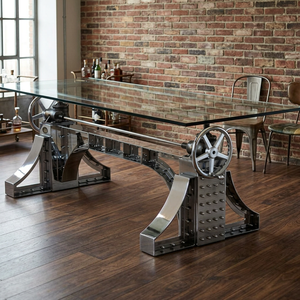 Industrial & Vintage <b>Foldable</b> Home Furniture Indian Iron Metal Crank Jack Height Adjustable <b>Dining</b> Bar <b>Table</b> - Product Image 3