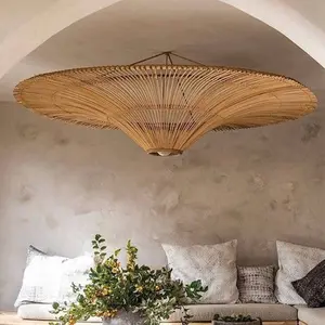 Wholesale Rattan Woven Pendant Lamp japanese style Indoor Light Modern Decoration Chandelier Rattan ceiling Lamp RT0176