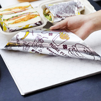 Papier d'emballage alimentaire en papier ciré recyclable avec logo personnalisé imprimé sur film d'aluminium isolant pour sandwichs, hamburgers et pains