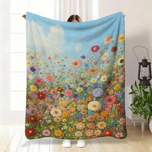 Floral Flannel <b>Blanket</b> Throw <b>Blanket</b> Nap <b>Blanket</b> Fade Resistant Lightweight <b>for</b> Travel <b>Camping</b> Custom Print OEM ODM - Product Image 4