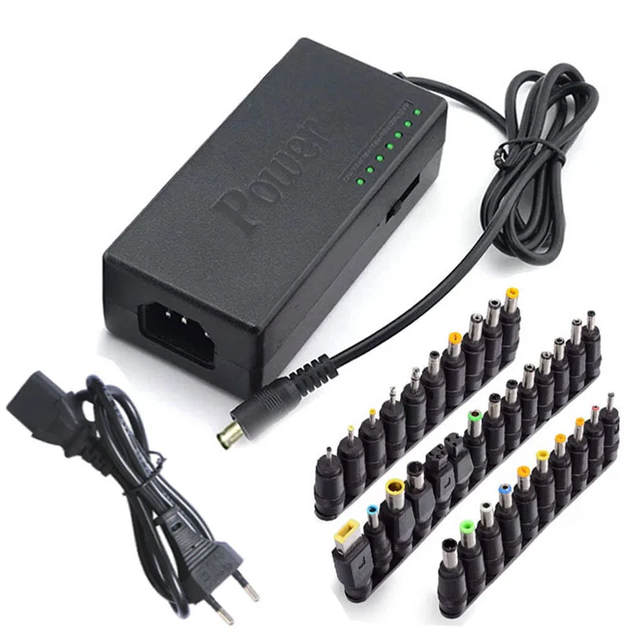 96W Multifunctional Universal Laptop Power Adapter 12V 15V 16V 18V 19V 24V Adjustable Interface Plug-In Connection DC Output