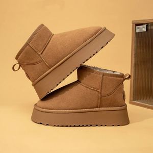 Original High-quality Genuine Leather <strong>Boots</strong> Custom LOGO Thick Bottomed Sheepskin Wool Keep Warm Winter Woman Snow <strong>Boots</strong> - Product Image 2