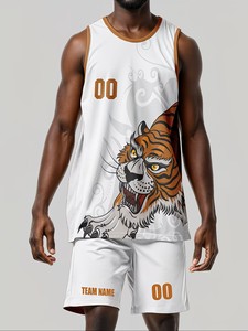 Uniforme <span class=keywords><strong>de</strong></span> Baloncesto Tiger al por Mayor, Jersey con Sublimación, Diseño Personalizado, Uniforme Deportivo para Partidos <span class=keywords><strong>de</strong></span> Liga y Entrenamiento - Product Image 4