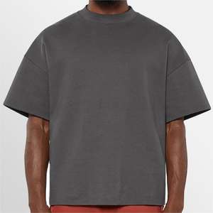 Vente chaude nouveau Streetwear col montant blanc hommes surdimensionné t-shirts fabricant OEM 100% coton 250 Gsm poids lourd t-shirt - Product Image 1