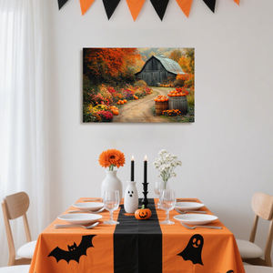 Looife Halloween automne ferme toile mur Art-rustique grange et citrouille <span class=keywords><strong>chemin</strong></span> scène, <span class=keywords><strong>campagne</strong></span> décor à <span class=keywords><strong>la</strong></span> maison - Product Image 2