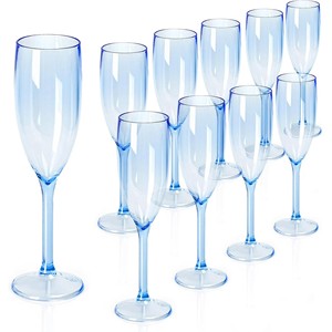 Verres à vin en plastique bleu réutilisables, flûtes à champagne incassables, coupes à toast en acrylique résistantes aux chocs pour la restauration et les fêtes - Product Image 1