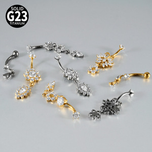 <span class=keywords><strong>Gioielli</strong></span> per <span class=keywords><strong>Piercing</strong></span> in Titanio Astm F136 con Ottone, Forme di Cuore, Luna e Farfalla, Anelli per <span class=keywords><strong>Ombelico</strong></span> - Product Image 2