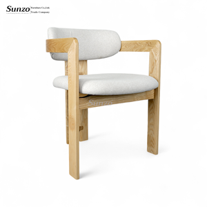 Silla de Comedor Moderna de Lujo en Madera Maciza con Cojín Tapizado para Restaurante, Sala de Estar o Villa - Product Image 1