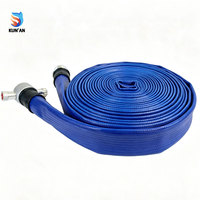 Selang Pemadam Kebakaran Kunan 2.5 Inch 65mm Lay Flat Sintetis Biru Bersertifikasi CE 13 Bar Konstruksi Pasokan Air Grosir