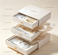 Boîte en carton pour ensemble de masques, sérums et crèmes anti-âge, avec logo personnalisé, boîte cadeau rigide à couvercle rabattable, luxe, dorure à chaud