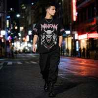 T-shirt Homme T09 MINFAN en Gros 100% Coton Manches Courtes Coupe Boxy Imprimé Graphique Décontracté Streetwear Rétro Respirant