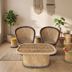 Chaise et table en bambou au design japonais moderne, housse amovible, revêtement en tissu, fabrication artisanale, personnalisable, tabouret pour la maison, chambre, appartement - Product Image 4