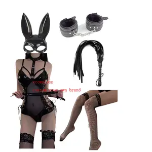 ecowalson Halloween Costume For Women Cat Suits Sexy Jumpsuit with Whip And Cat Mask pu Cosplay Uniform Night club costume