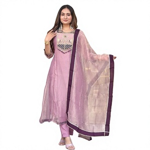 Traditional PURPLE Printed Cotton <b>Kurta</b> Set With Dupatta Loose Fit Floor-Length Casual Wear <b>For</b> <b>Women</b> India Pakistan Styl - Product Image 1