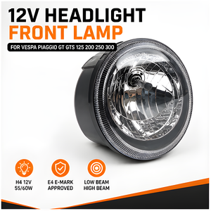 Phare avant 12V pour <span class=keywords><strong>Vespa</strong></span> <span class=keywords><strong>Piaggio</strong></span> Gt GTS 125 200 250 300 Scooter Phare de moto Pièces détachées 58265R - Product Image 3