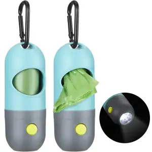 Custom Leak-Proof LED Light Waste Bags Dog Poop Waste Bag Holder Dispenser With LED Flashlight