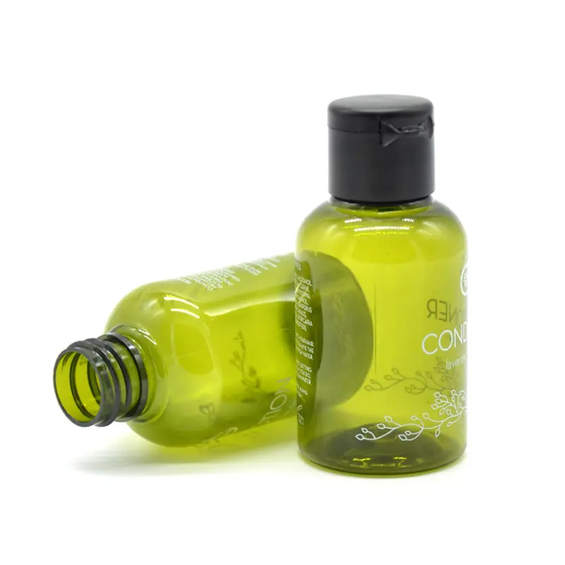 Kaliteli plastik şampuan kremi otel kozmetik 30ml 50ml 60Ml Pet losyon şişe kapaklı üst kapağı