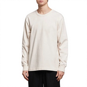 Camiseta de Manga Larga de Algodón Premium para Hombre, Corte Regular, Cuello Redondo Informal, Suave, Transpirable, Cómoda, Básica, Venta al por Mayor, Personalizada - Product Image 3
