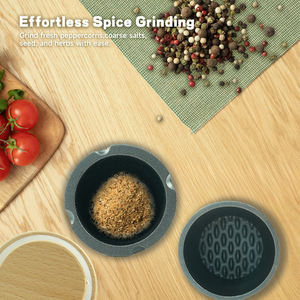 ชุดเครื่องครัวเหล็กหล่อสำหรับเครื่องบดเครื่องเทศ-เครื่องบดพริกไทยด้วยมือสำหรับสมุนไพรเครื่องเทศเครื่องบดเกลือและชุดสาก - Product Image 3