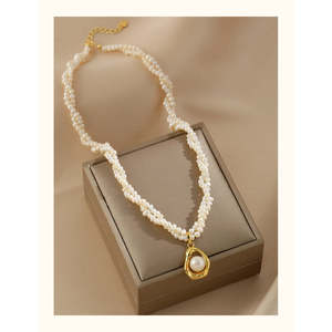 Collar de Perlas Naturales de Doble Capa Delicado para Mujer - Product Image 3