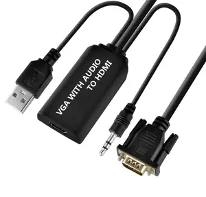 vga2hdmi cable Suppliers-1.2M 4FT Full HD 1080P VGA to HDMI Adapter VGA2HDMI Audio Video Converter Cable with 3.5mm Audio for HDTV PC Monitor Projector