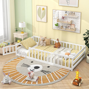 Montessori Full-Size piano culla con stecche centro supporto Bar porta recinzione per camera da letto e soggiorno uso e Flood letto - Product Image 2