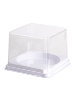 Boîte à gâteau carrée en plastique transparent de qualité alimentaire pour le stockage de gâteaux au mousse et l'emballage de pâtisserie