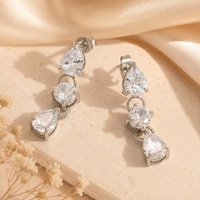 Boucles d'oreilles pendantes SUMMLY en forme de goutte d'eau avec zircon rond, plaquées or 18 carats, en acier inoxydable, étanches, hypoallergéniques, bijoux de mode pour femmes